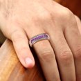 thumbnail image 5 of TriJewels 0.35 ctw Round Amethyst Two Toned and High Polished Edges Men Wedding Band (8 mm) in 10K Rose Gold, 5 of 6