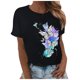 thumbnail image 1 of Gibobby Playera de Manga Corta Casual Suave Mujer Top Butterfly imprimir O cuello manga corta suelto Casual Top(Negro,G), 1 of 4