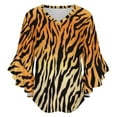 thumbnail image 5 of Tiger Pattern Women's V-Neck Blouse With 3/4 Ruffled Bell Sleeves Casual Top Ladies Blouses, 5 of 7