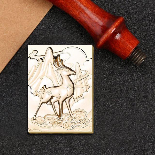 Cabeza De Sello Cabeza de sello de sellado de estilo chino de ciervo, cobre cuadrado para regalo de decoración artesanal