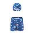 thumbnail image 1 of Conjunto de dos bañadores de tela de poliéster con dibujos de tiburones para niños, para jugar al baloncesto en la piscina y practicar deportes acuáticos, 1 of 4