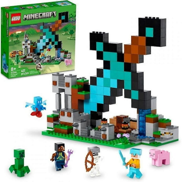 Building Set, Minecraft Sword Outpost 21244 Building Toy, Including Creeper, Warrior, Pig and Skeleton Figures, Game Inspired Toy for Fun Adventure an