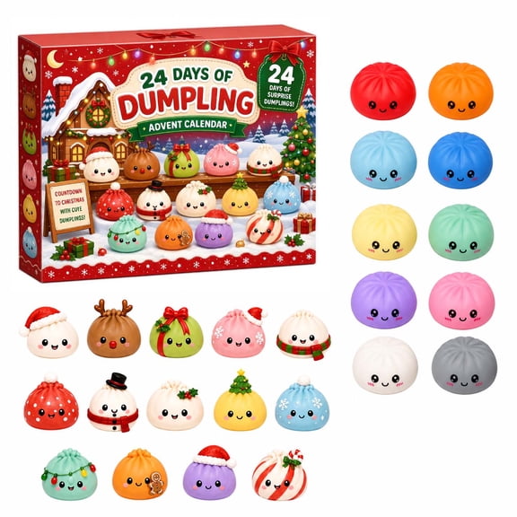 24 Days of Dumpling Advent Calendar Blind Box with 24 Plush Dumpling Figures Holiday Countdown Calendar for Kids and Collectors