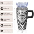 thumbnail image 3 of 20oz Coffee Cup with Lid and Straw, Bohemian Stainless Steel Insulated Travel Tumbler, Double Wall Vacuum, Leakproof Thermal Mug, 3 of 5