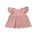 thumbnail image 2 of Filles Bébé Habiller Solide Volants Manches Poche Genou Longueur une-Ligne Robe, 2 of 6