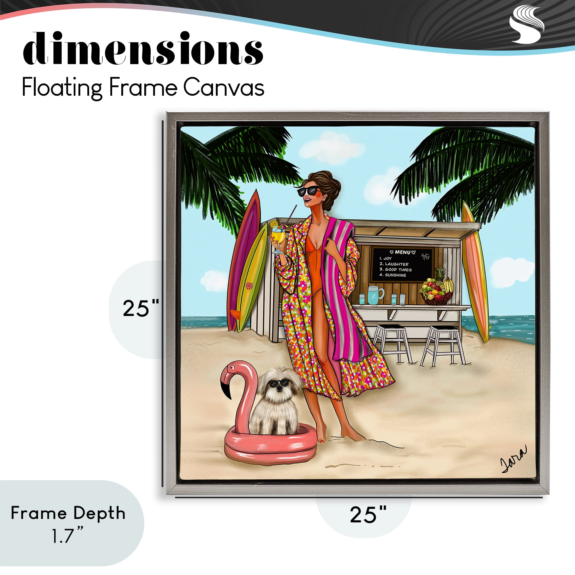 Stupell Industries Beach Girl in Summer Sun Gray Framed Floater Canvas Wall Art, design by Tara Boone