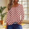 thumbnail image 2 of Ichuanyi 3/4 Length Sleeve Womens Tops Dressy Casual Asymmetrical Neck Buttoned Polka Dot Pullover Tunics Summer Cute Blouses Tees Shirts, 2 of 8