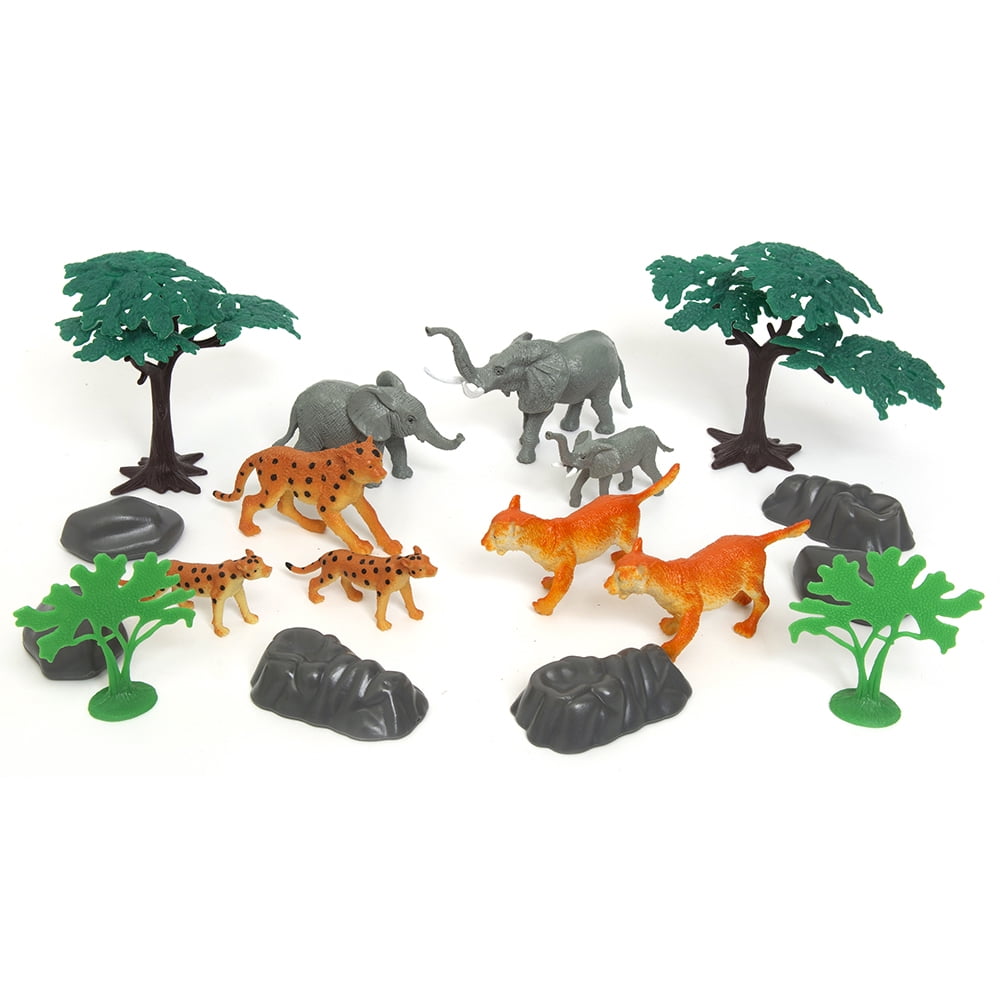 Zoo Troop Big Bucket of Safari Life – 40-Piece Novelty Toy Set for Kids Ages 3+