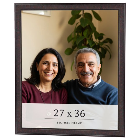 27x36 Rustic Brown Real Wood Picture Frame Width 0.75 inches | Interior Frame Depth 0.5 inches |