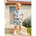 thumbnail image 5 of BemeyourBBs Newborn Baby Boy Summer Clothes Infant Baby Boys Ribbed Romper One Piece Outfit Cute Sailboat Marine Creatures Print Crew Neck Short Sleeve Jumpsuits, 5 of 9