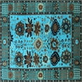 thumbnail image 1 of Ahgly Company Indoor Square Oriental Light Blue Industrial Area Rugs, 3' Square, 1 of 4