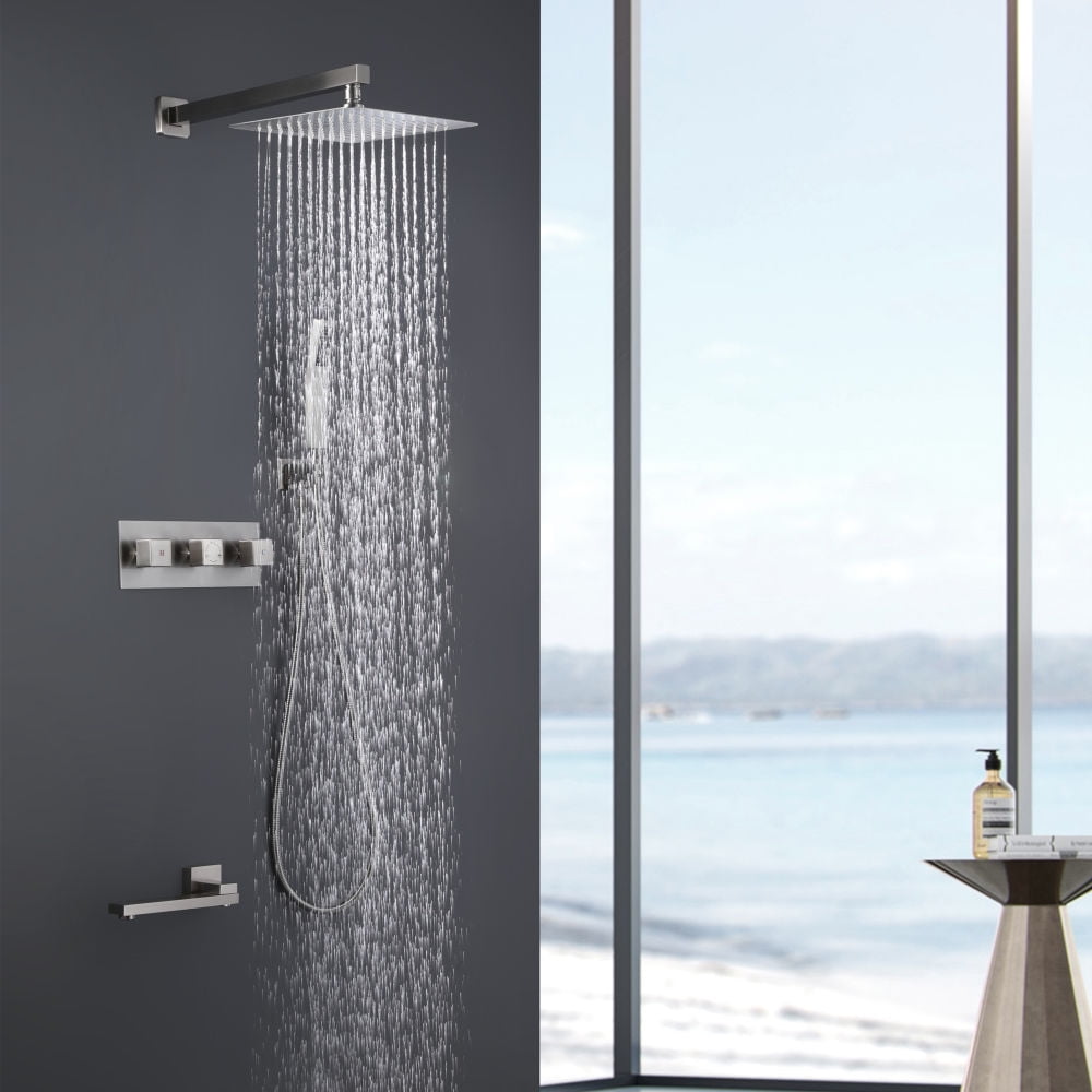 Kepooman 12" Temperature Control Shower System, Bathroom Shower System with Rough-in Valve for Home