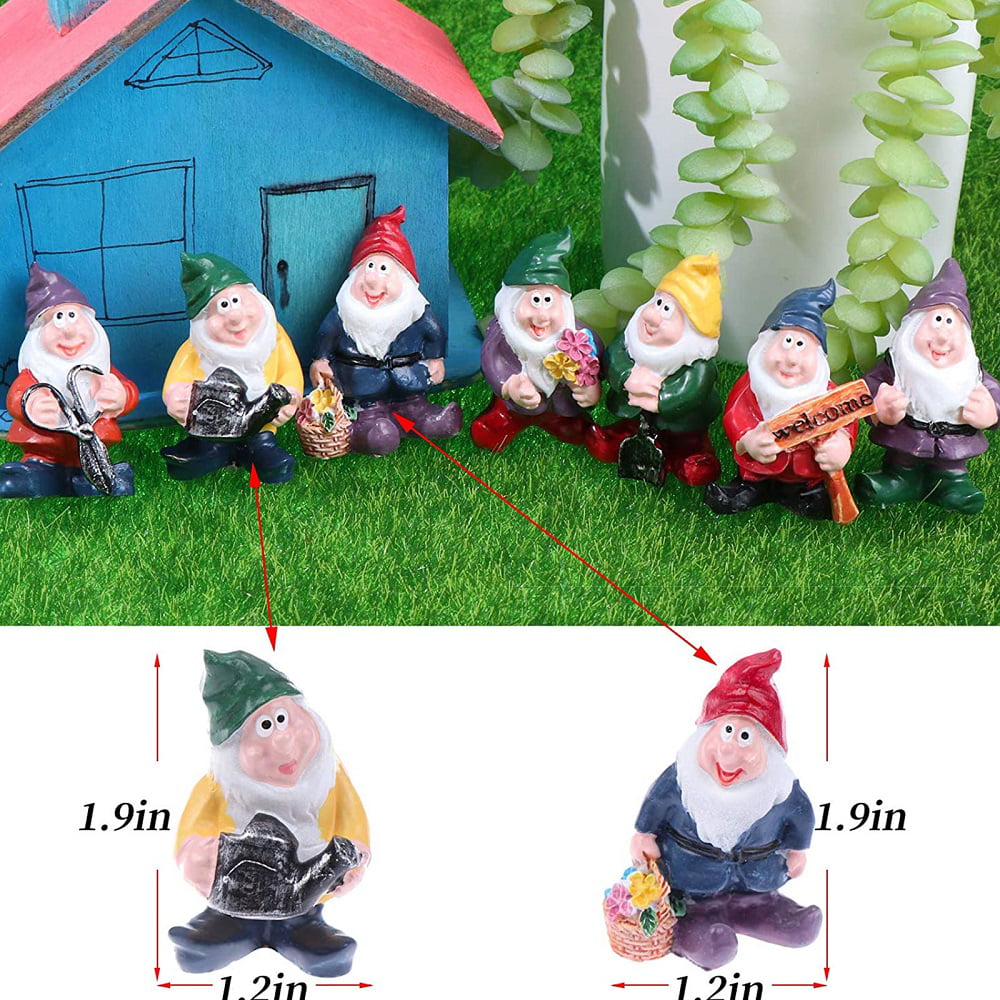 one drinking Miniature Gnomes in Domes Set of 2 Gnomes in Domes one eating 