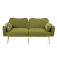 thumbnail image 3 of COOLMORE Mid Century Modern Velvet Love Seats Sofa with 2 Bolster Pillows - 65 inch Couch for Living Room, Bedroom, Home Office - 64.96" x 30.71" x 29.52" (Polyester),Olive, 3 of 9