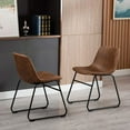 thumbnail image 4 of Vanity Art Set of 2 Pcs Synthetic Leather Upholstered Dining Chairs Armlesss with Metal Legs UC-13BRN, 4 of 6