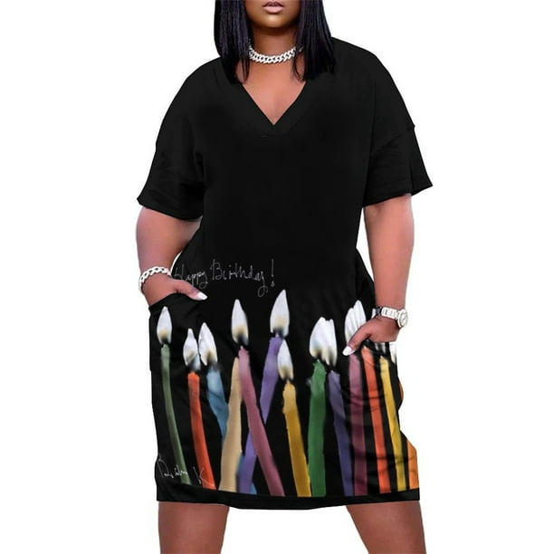 Velas de feliz cumpleaños Vestido de bolsillo suelto para mujer vestidos elegantes vestidos africanos de promoción para mujer