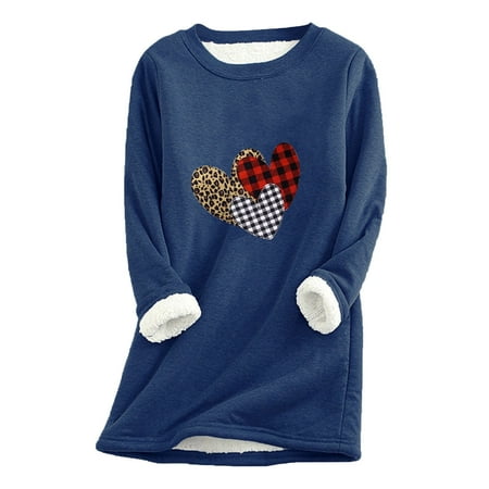 

LYXSSBYX Womens Tops Long Sleeve Clearance Women O-Neck Loungewear Nightgowns Long Sleeve Christmas Print Fall Fleece Tops
