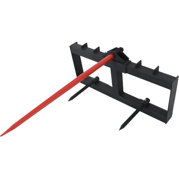 Genrics 49 Tractor Hay Spear & Skid Steer Loader 3000lbs Quick Attach with 2pcs 17 Stabilizer Spears Replacement for Bobcat Tractors & Skid Steer Loader