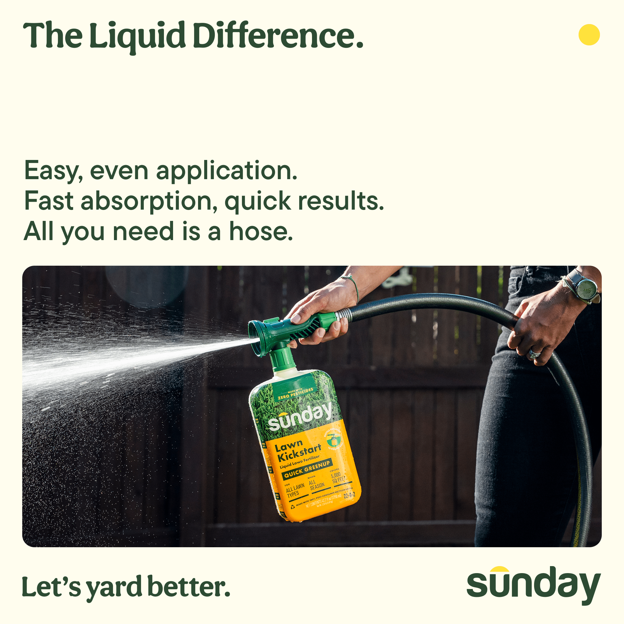 Sunday Lawn Kickstart Ready-to-spray Liquid Lawn Fertilizer 42.3 oz, (22-0-2), 5000 sq. ft.