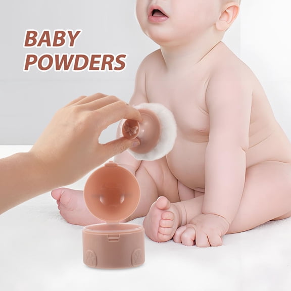 OFFIGAM Powder Jar with Puff, Portable Travel-Friendly 75ml PP Cotton Makeup Puff Storage Set