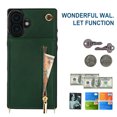 thumbnail image 6 of Dteck for iPhone 16 Plus Case, Shockproof Magnetic Protective Zipper Pocket Purse Handbag Shoulder Strap Stylish Protective Cover, Green, 6 of 8
