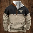 thumbnail image 2 of Mens Sweatshirts Aztec Cowboy Vintage Graphic Quarter Zip Up Collared Shirts with Pocket 2025 Fall Winter Western Loose Sweater, 2 of 3