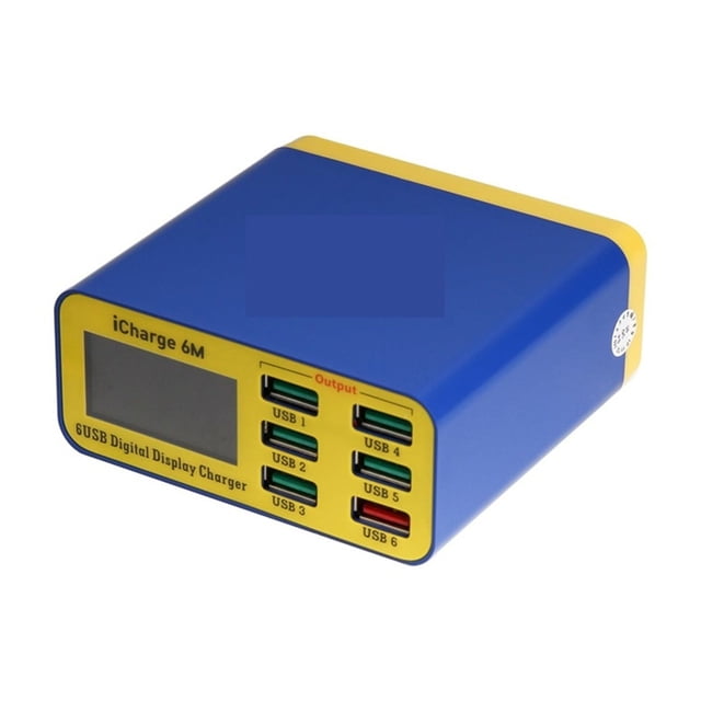 6M QC 3.0 USB Smart Charge Support Fast-charging With LCD Digital Display Multi-Port Charger For Tablet Phone ,Customer Friendly
