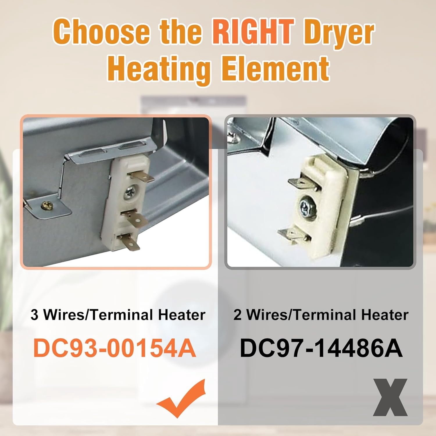 DC93-00154A Dryer Heating Element Assembly (3 Wire) Fit for samsung Dryer DV45K6500EV/A3 DV48J7770EP/A2 DV52J8700EP/A2 DV45K6200EZ/A3 DV50K8600EV/A3 etc