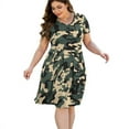 thumbnail image 5 of Aiyino Plus Size Dresses for Curvy Women Short Sleeve Casual Pleated Swing Dresses with Pockets, 5 of 5