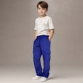 thumbnail image 7 of TAmten Boy Pants Size 7-8 Boys Baggy Cargo Sweatpants Straight Wide Leg Open Bottom Drawstring Elastic Waist Workout Athletic Joggers Sweat Pants(Blue,5-6 Years), 7 of 7