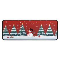 Snowman Merry Christmas Kitchen Rugs Set Of 2 Non Slip Kitchen Floor Rug and Mat Cushioned Kitchen Runner Rug Standing Area Mat Carpets for Farmhouse Decor 17"x47" 17"x30",Black Edging