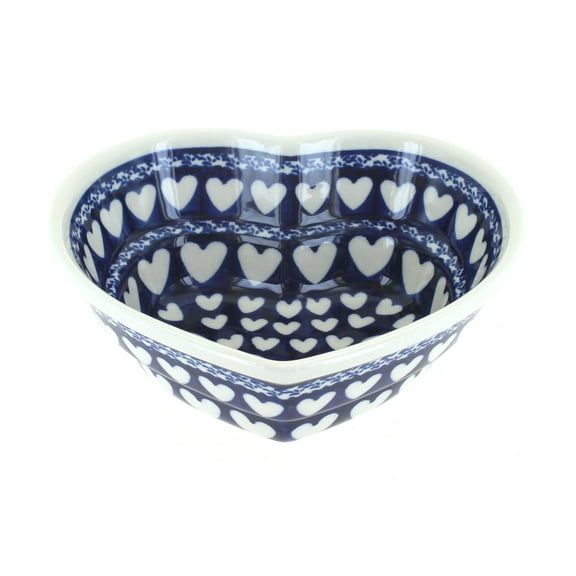 Blue Rose Polish Pottery Valentina Small Heart Bowl