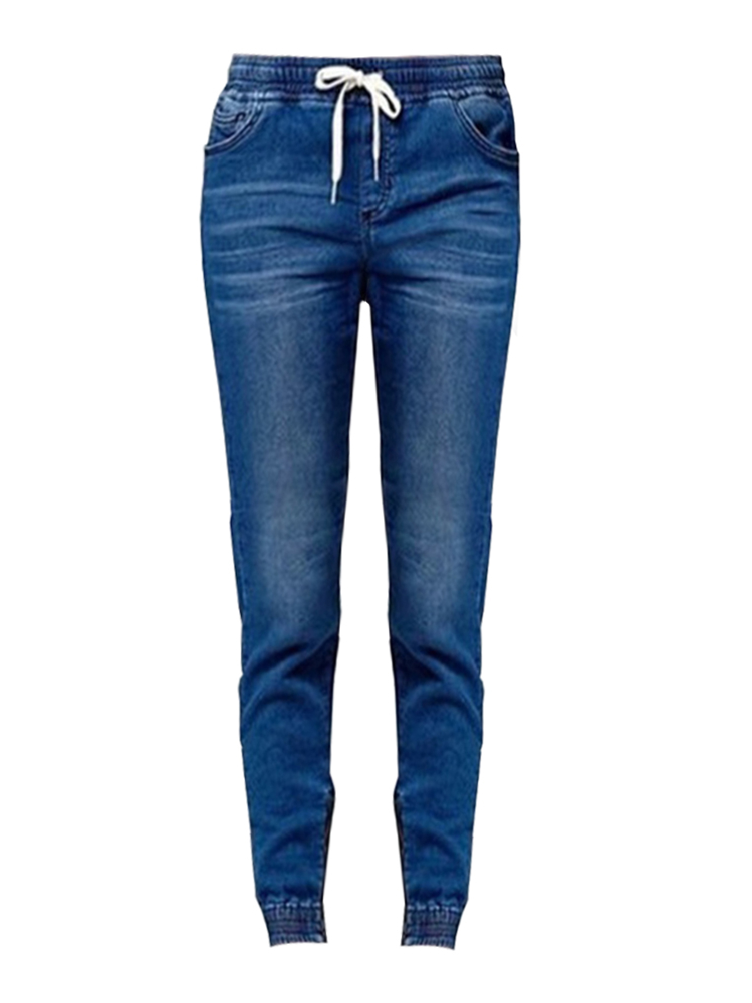 Plus Size Jeans for Women Mid Rise Slim Fit Joggers Denim Pants Casual Jeggings Drawstring Stretch Pants S-5XL Light Blue 2XL - image 4 of 4