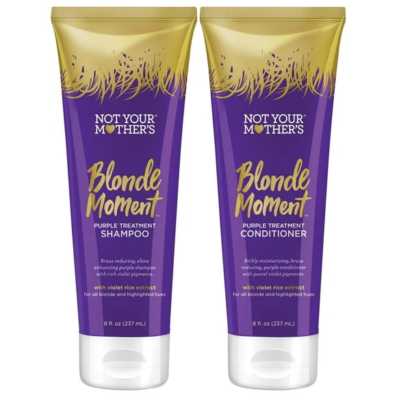 Not Your Mother's Blonde Moment Shampoo and Conditioner (2-Pack) - 8 fl oz - Purple Shampoo and Conditioner for Blondes - Reduces Brass, Enhances Hair Shine, Moisturizes Hair