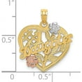 thumbnail image 4 of Solid Gold 10k Two-tone w/White Rhodium #1 DAUGHTER Heart Charm - 25.05mm, 4 of 6