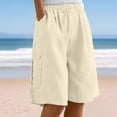 thumbnail image 2 of SELONE Plus Size Shorts with Pockets Mid Waist Lounge Pants Cotton Linen Bermuda Trousers Loose Casual Trendy Pants Drawstring Solid Soft Lightweight Comfortable Khaki 2XL Breathable Summer Clothes, 2 of 7