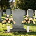 thumbnail image 4 of 2 Sets Rose Cemetery Flowers with Vase for Grave, Artificial White Calla Lilies & Velvet Roses, Outdoor Memorial Flowers for Headstones, Graveyard Decoration, 4 of 5