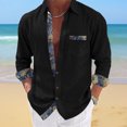 thumbnail image 2 of USNSM Mens Dress Shirts Long Sleeve Button Down Casual Shirts for Men Inner Contrast Formal Business Work Shirt Black XXXL, 2 of 6