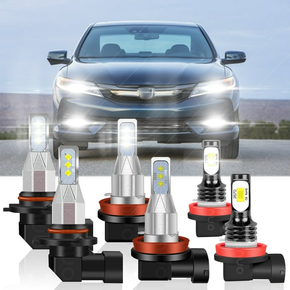 For Honda Accord 2013 2014 2015 LED Headlight   Fog Light 6x Bulbs Combo Kit