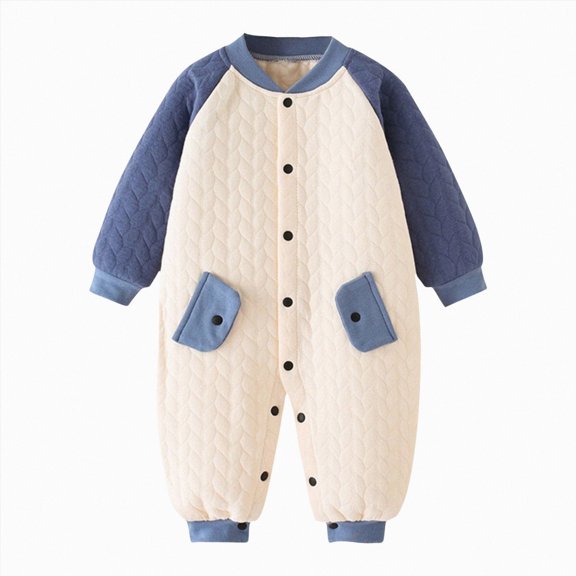 CAUYDY 0 3 6 9 Months 1T 2T Baby Boys Pajamas Newborn Clothes Preemie Long Sleeved Romper Fall Winter Infant Boy Soft Bodysuit Toddler Sleepers Blue for Sizes 3-6 Months
