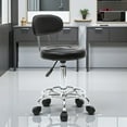thumbnail image 2 of Tcbosik PU Leather Modern Rolling Stool with Low Back, Height Adjustable Work Salon Drafting Swivel Task Chair with Footrest (Black), 2 of 10