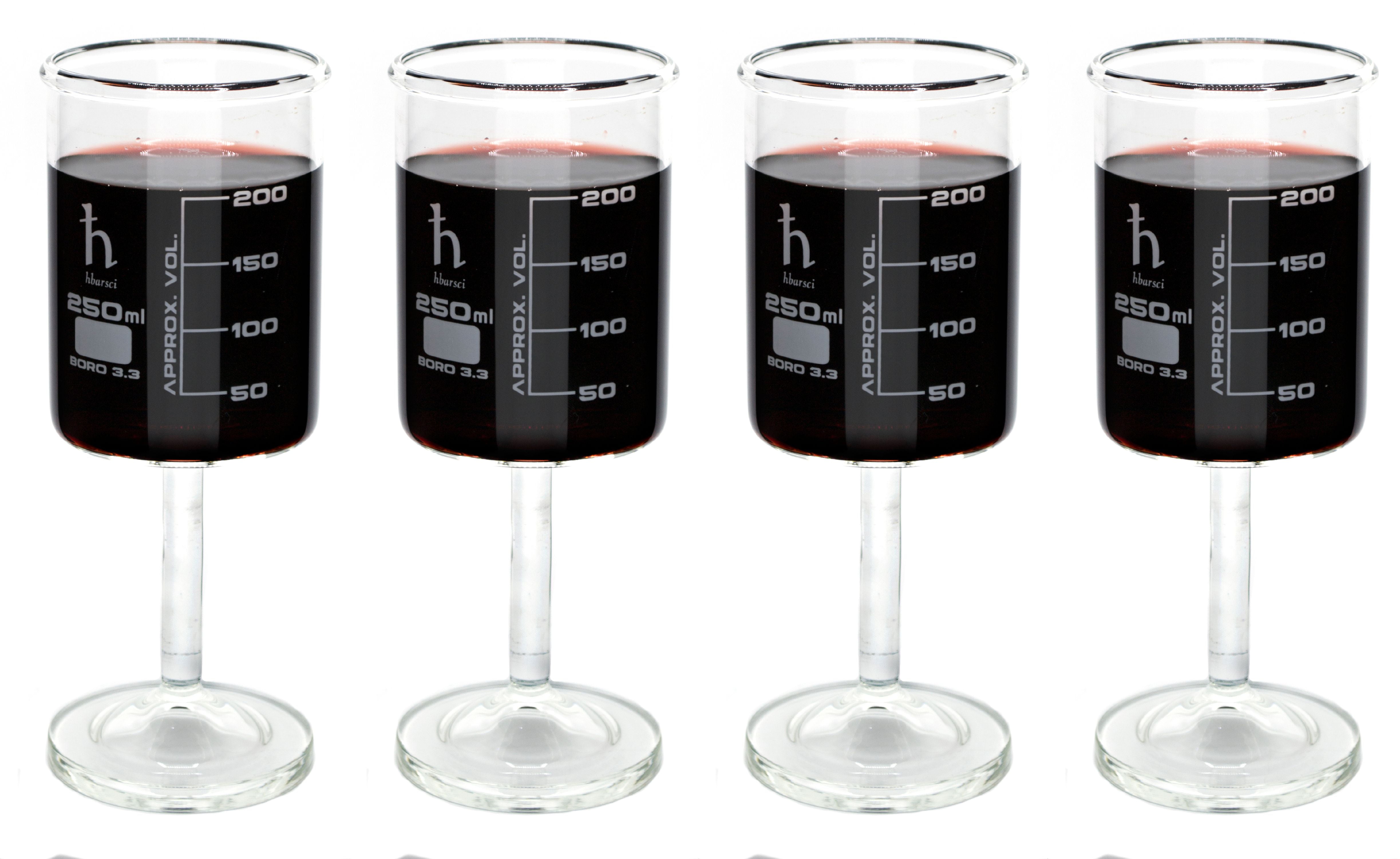 Handmade Beaker Wine Glass, Made of Lab Grade Borosilicate 3.3 Glass 250mL Capacity
