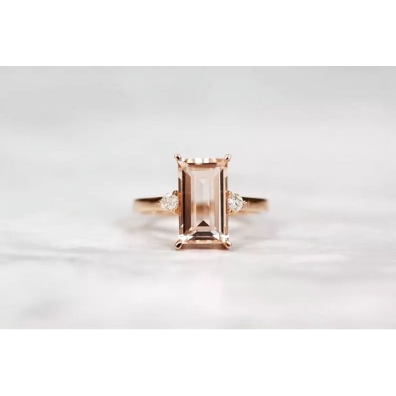 925 Sterling Silver Certified Natural Peach Morganite Handmade Ring