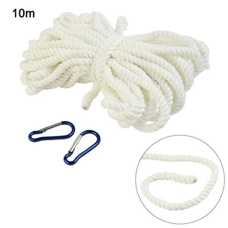 

10M White Flagpole Halyard Rope Flag Pole Rope Nylon Braided Cord + Free Hooks