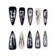 thumbnail image 3 of Press on Nails SINHOT Stiletto Long Black Butterfly 24 unidades, 3 of 7