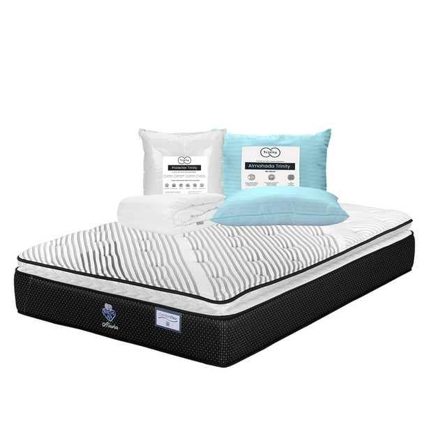 Colchón Matrimonial Alaska Spring Air + Protector de colchón + Almohada Trinity