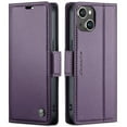thumbnail image 2 of CaseMe Leather For iPhone 13 Wallet Case with RFID Blocking, For iPhone 13 Case Wallet for Women Men Card Holder Magnetic Clasp Kickstand Folio Case for iPhone 13,Purple,For iPhone 13, 2 of 11