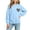 Light Blue, variant on Fall Hoodless Sweatshirts for Girl Loose Leopard Heart Printed Long Sleeve Crew Neck Solid Color Fashion Casual Pullover Tops Blue 12-13 Years