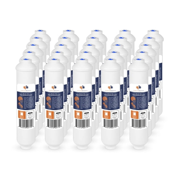 Aquaboon T33 Inline Post Activated Carbon Water Filter for Refrigerator, Ice Maker w/Quick Connect for 1/4 Water Line Compatible with ICF-10, 25-Pack
