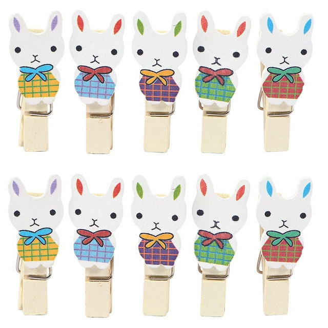 10 Pcs Mini Natural Wooden Easter Clothespins Photo Paper Card Peg With Line
